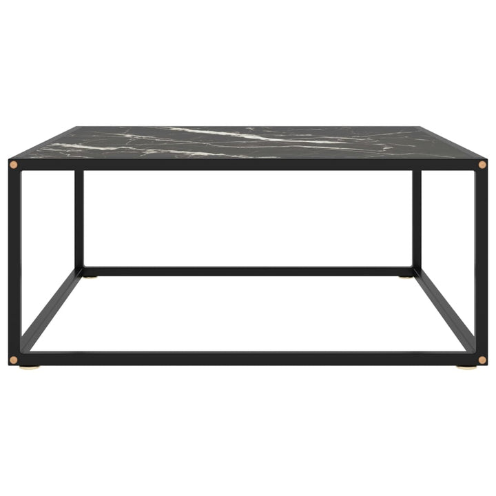 sofabord 80x80x35 cm marmorglas sort
