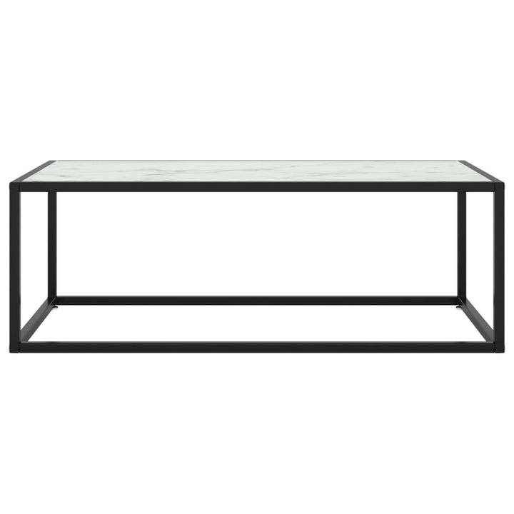 sofabord 100x50x35 cm hvidt marmorglas sort