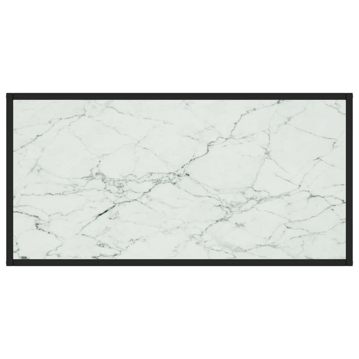 sofabord 100x50x35 cm hvidt marmorglas sort