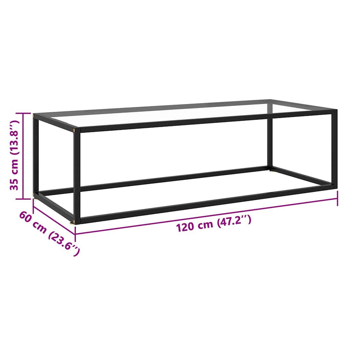 sofabord 120x60x35 cm hærdet glas sort