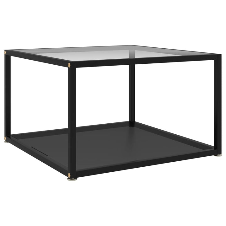 sofabord 60x60x35 cm hærdet glas transparent og sort