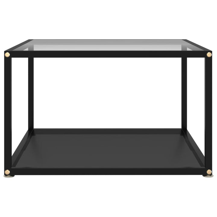 sofabord 60x60x35 cm hærdet glas transparent og sort