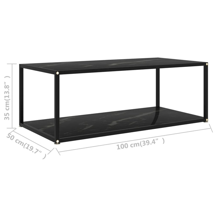 sofabord 100x50x35 cm hærdet glas sort