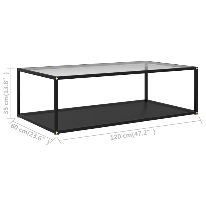 konsolbord 120x60x35 cm hærdet glas transparent og sort