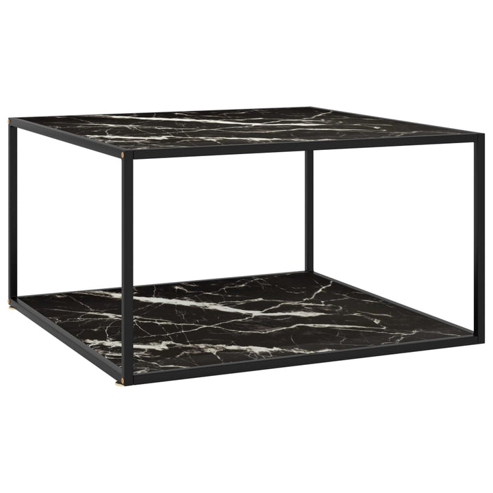 sofabord 90x90x50 cm marmorglas sort