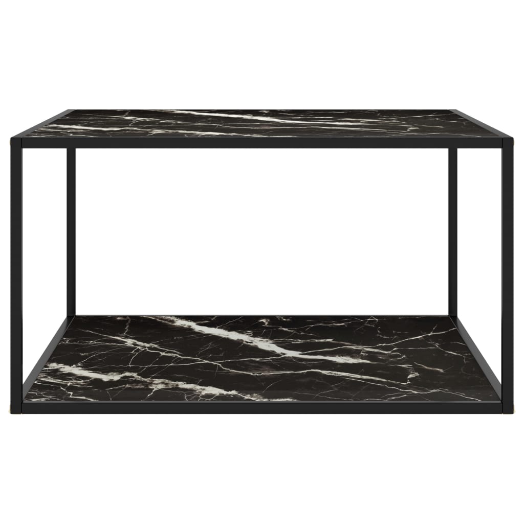 sofabord 90x90x50 cm marmorglas sort