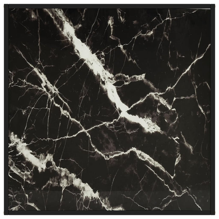 sofabord 90x90x50 cm marmorglas sort