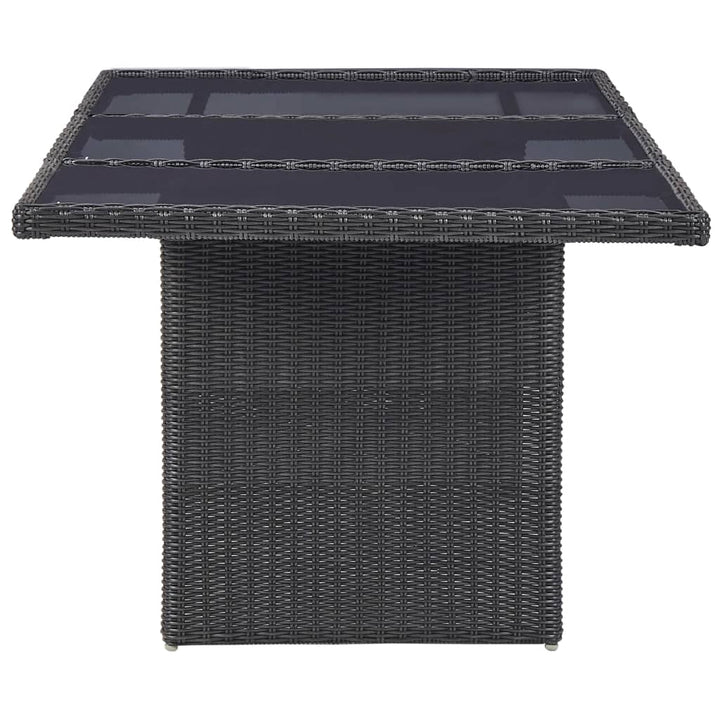 havebord 200x100x74 cm glas og polyrattan sort