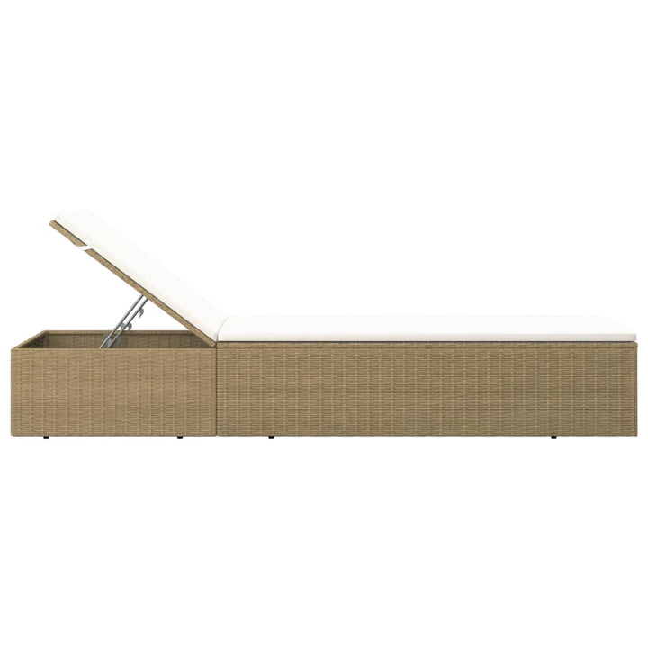 liggestol polyrattan brun og cremehvid