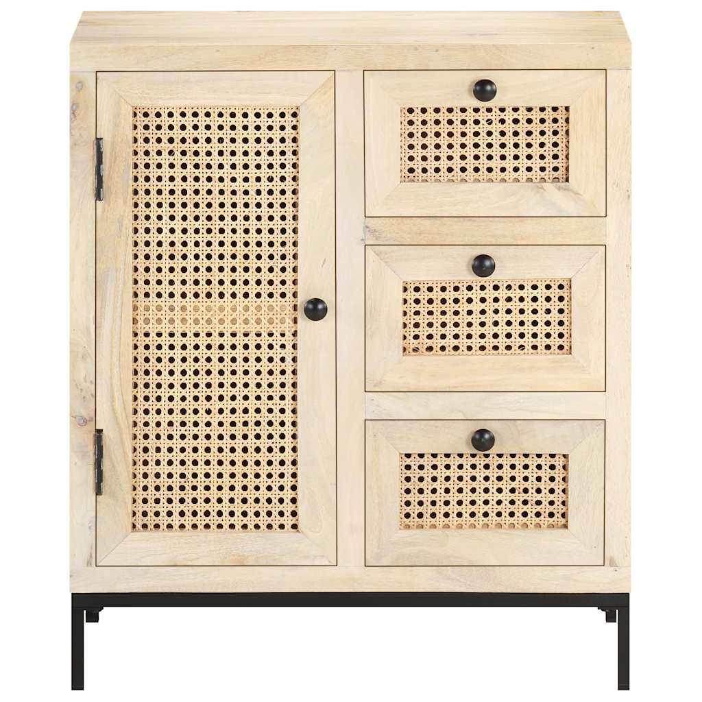 skænk 60x35x70 cm massivt mangotræ og naturligt rørflet