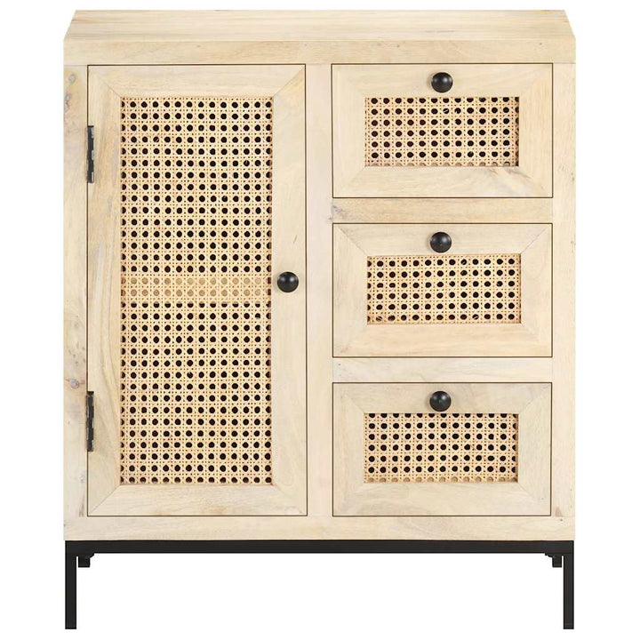 skænk 60x35x70 cm massivt mangotræ og naturligt rørflet
