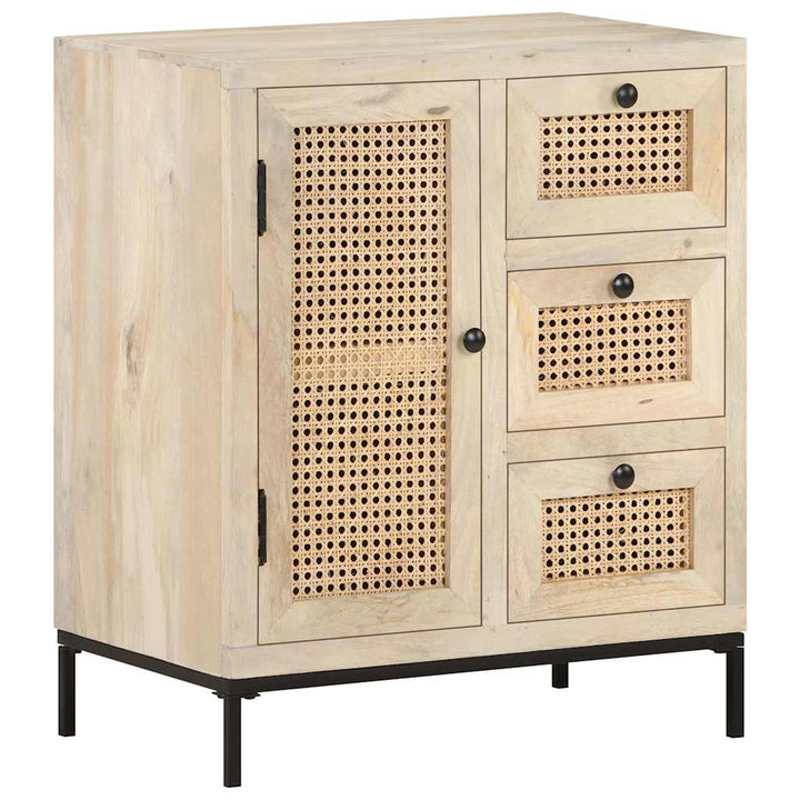 skænk 60x35x70 cm massivt mangotræ og naturligt rørflet