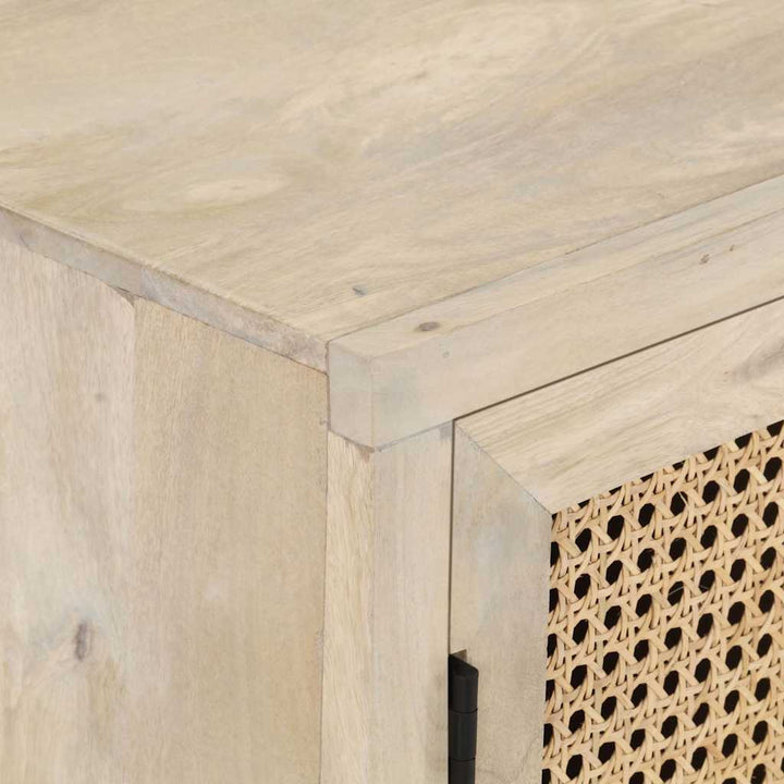 skænk 60x35x70 cm massivt mangotræ og naturligt rørflet