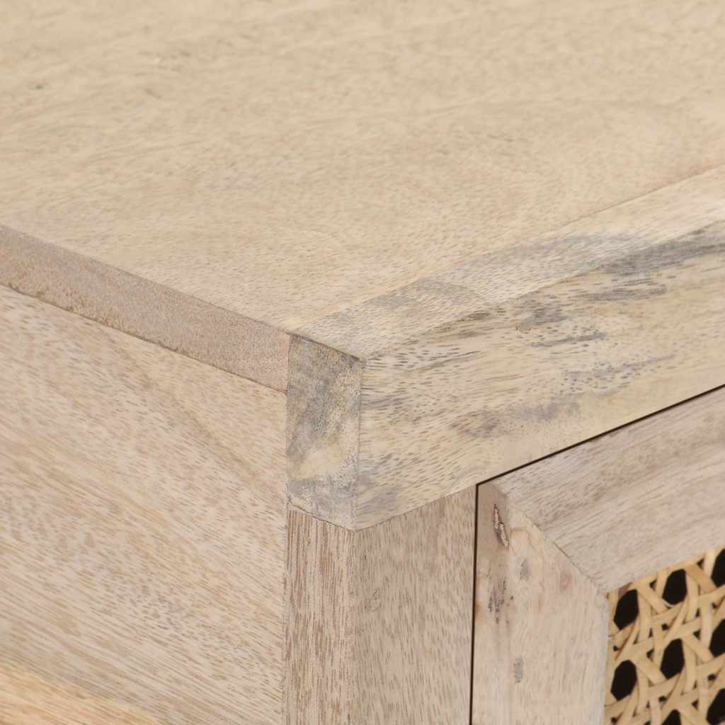 konsolbord 100x35x76 cm massivt mangotræ og naturlig rørflet