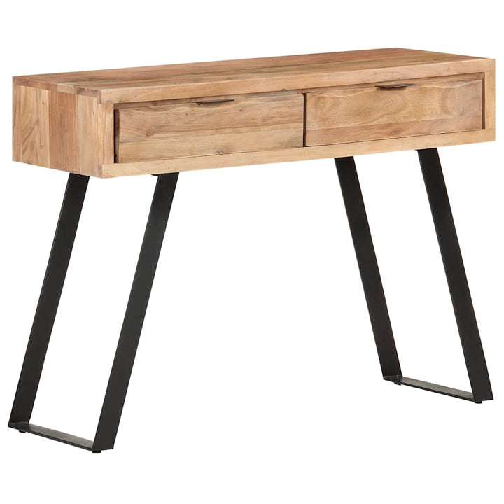 konsolbord 100x35x76 cm massivt akacietræ med naturlige kanter