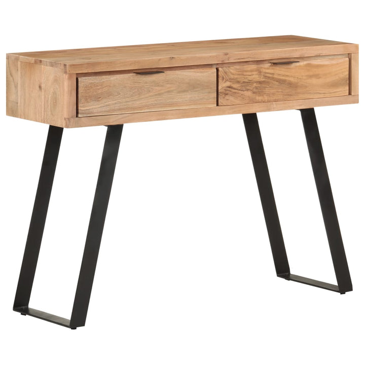 konsolbord 100x35x76 cm massivt akacietræ med naturlige kanter