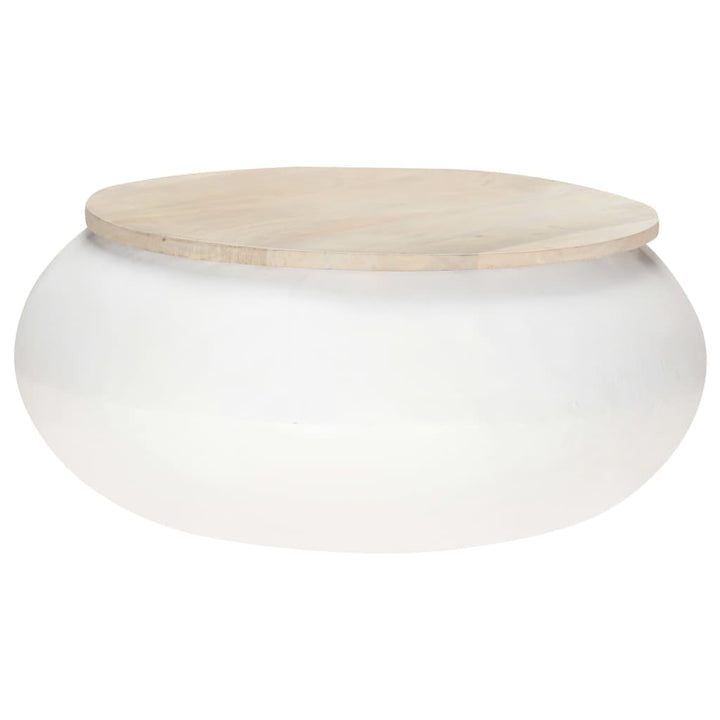 sofabord 68x68x30 cm massivt mangotræ hvid