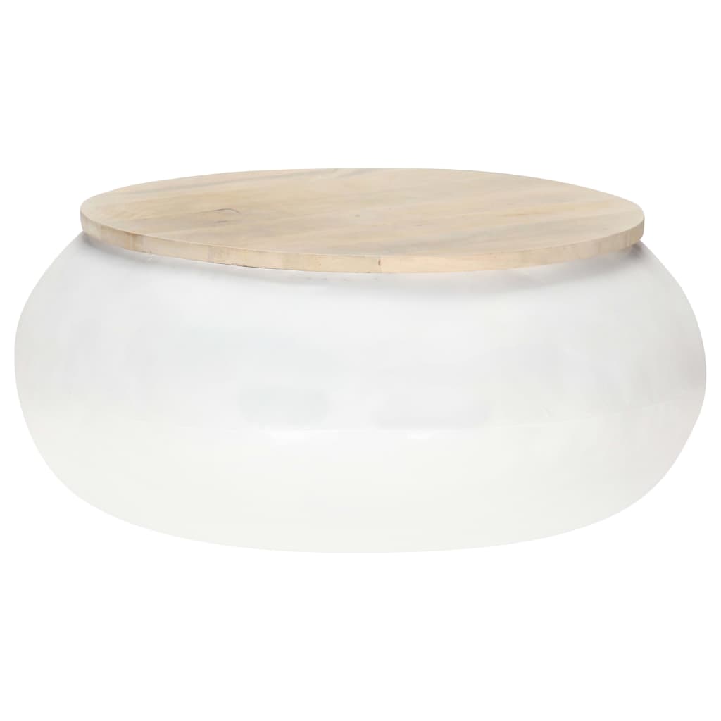 sofabord 68x68x30 cm massivt mangotræ hvid
