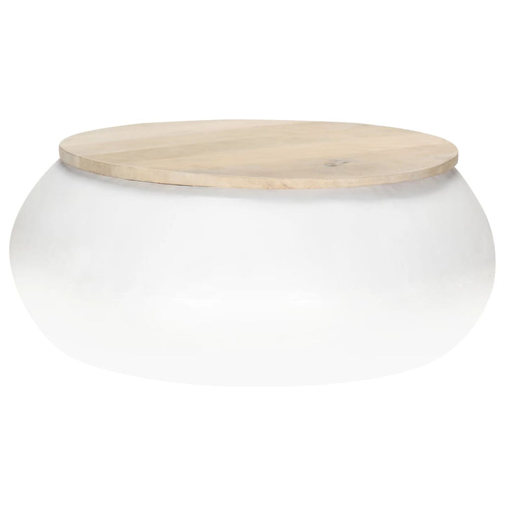 sofabord 68x68x30 cm massivt mangotræ hvid