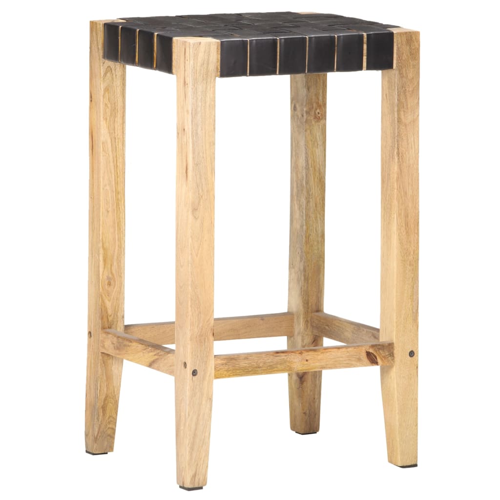 barstole 2 stk. 75 cm ægte skind sort