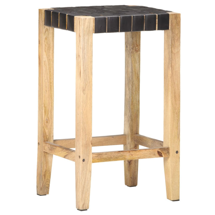 barstole 2 stk. 75 cm ægte skind sort