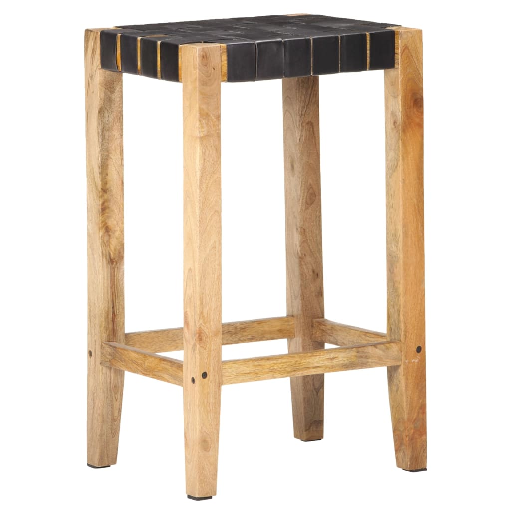 barstole 2 stk. 75 cm ægte skind sort