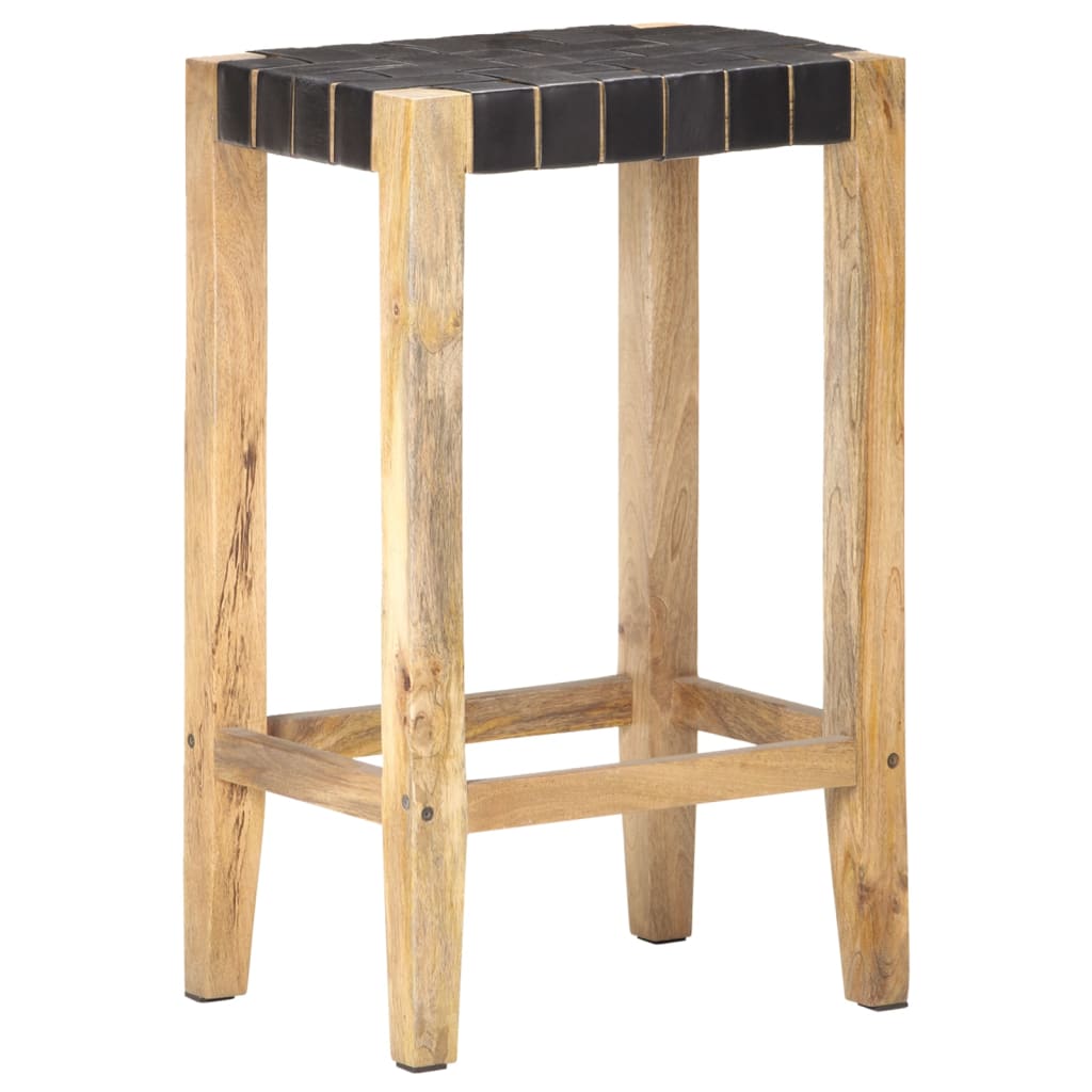 barstole 2 stk. 75 cm ægte skind sort