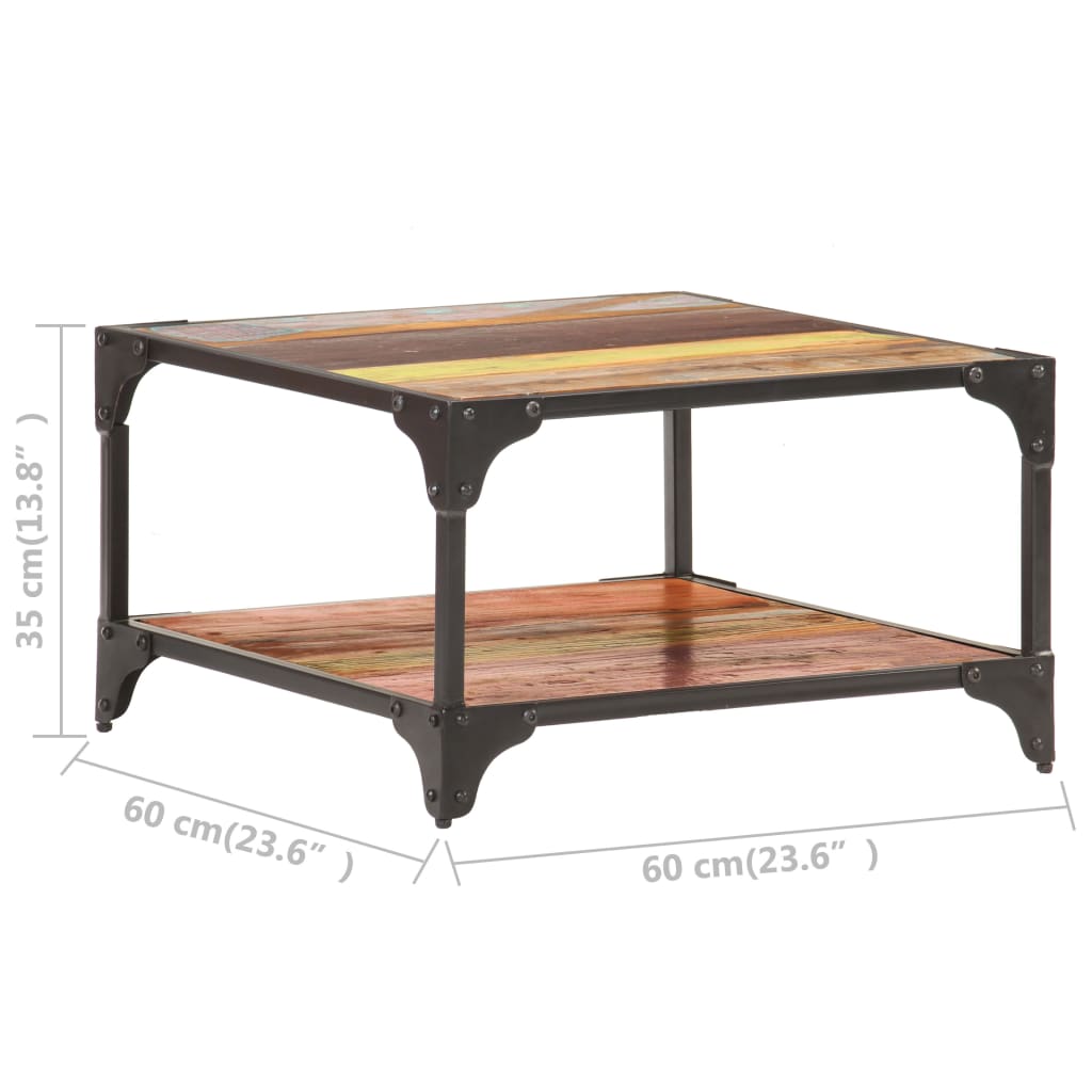 sofabord 60x60x35 cm massivt genbrugstræ