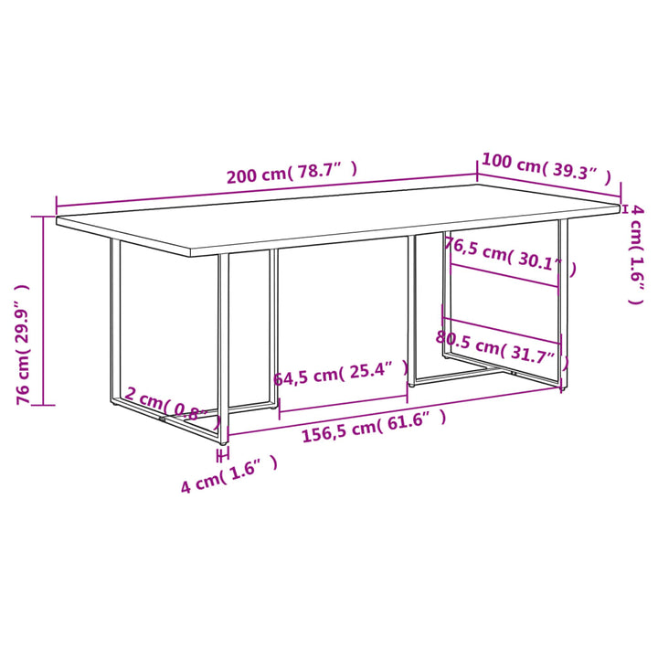 spisebord 200 cm ru mangotræ
