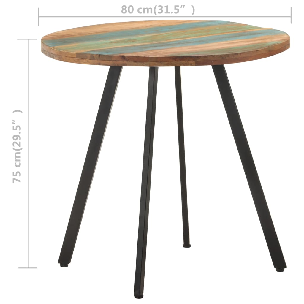 spisebord 80 cm massivt genbrugstræ