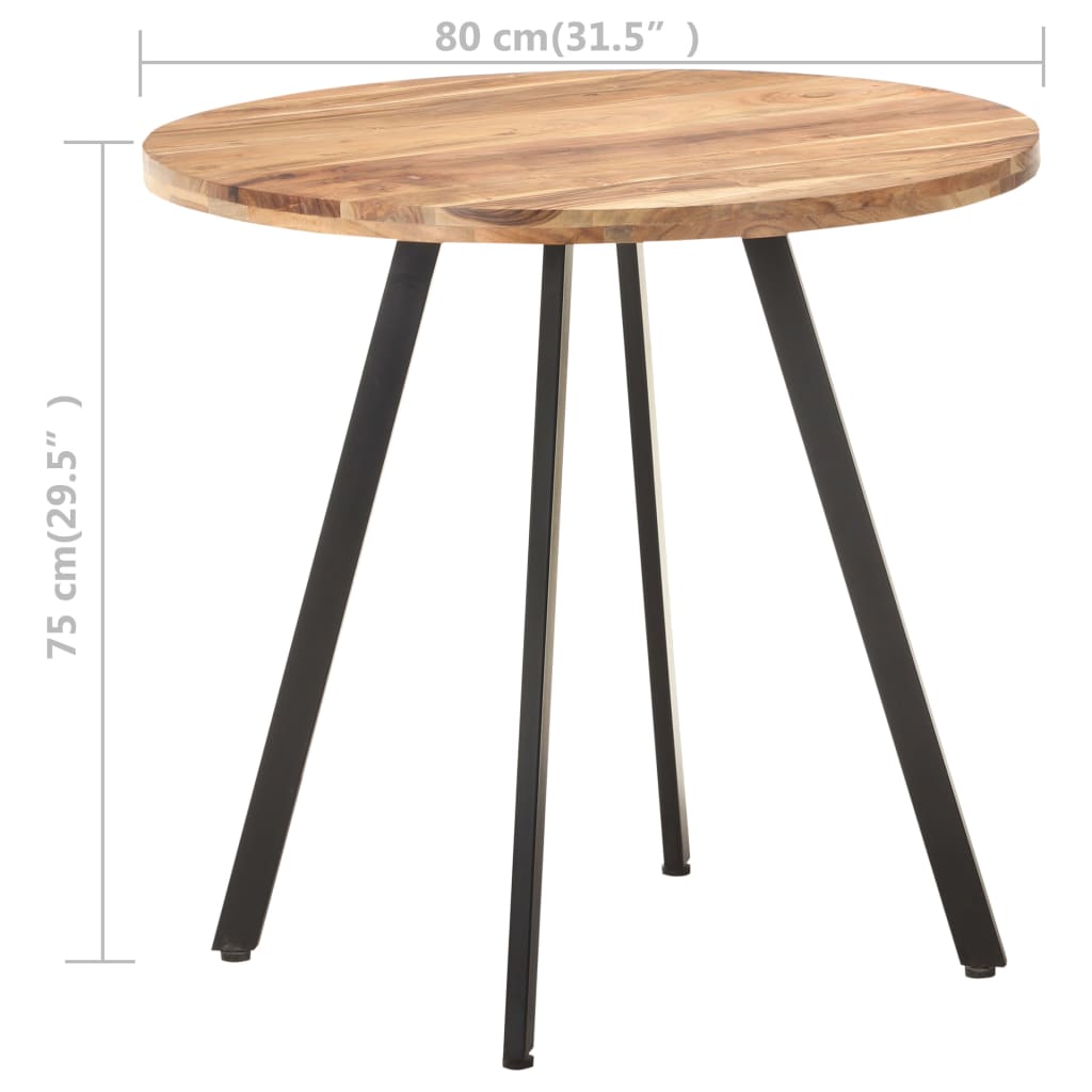 spisebord 80 cm massivt akacietræ