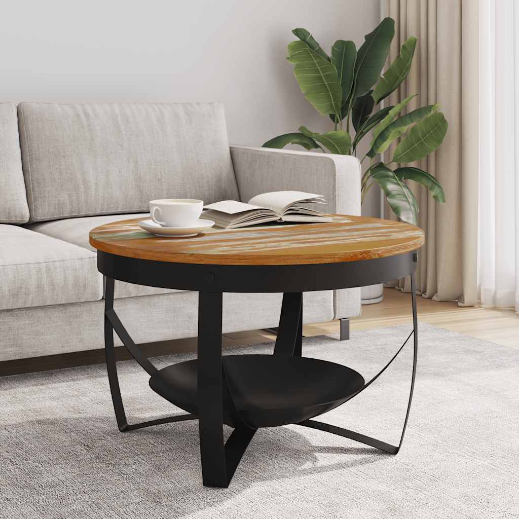 sofabord Ø68x43 cm massivt genbrugstræ