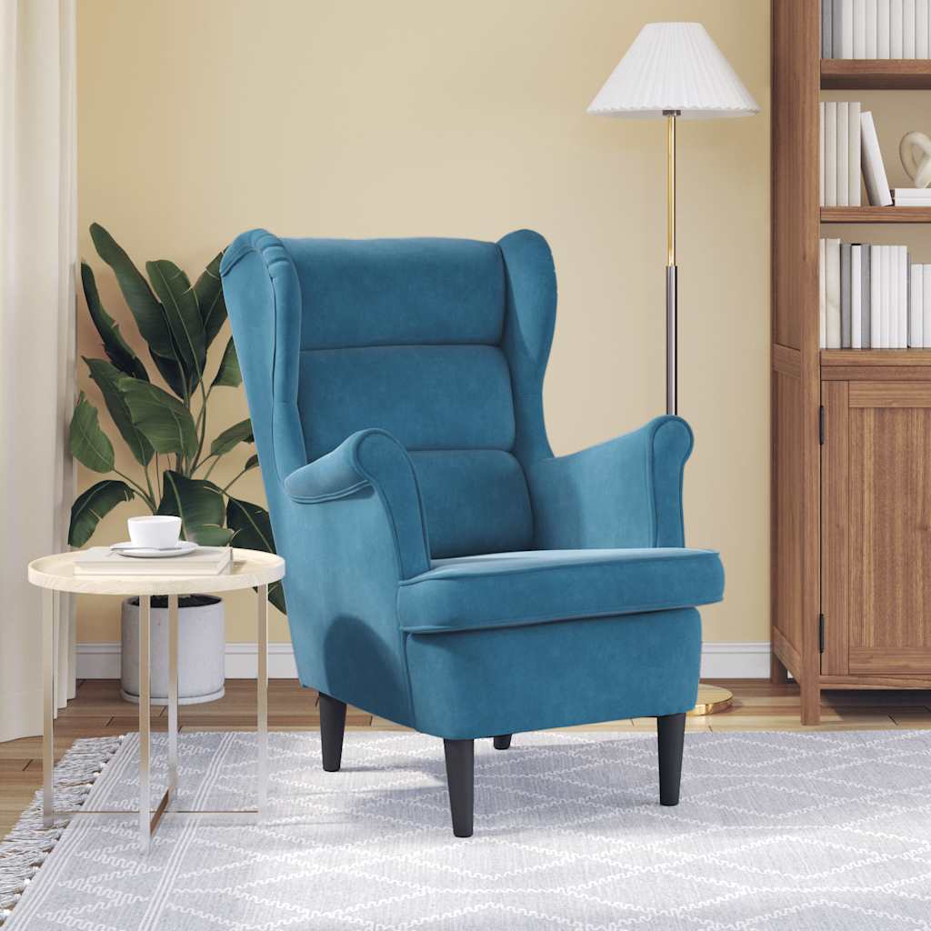 lænestol velour blå