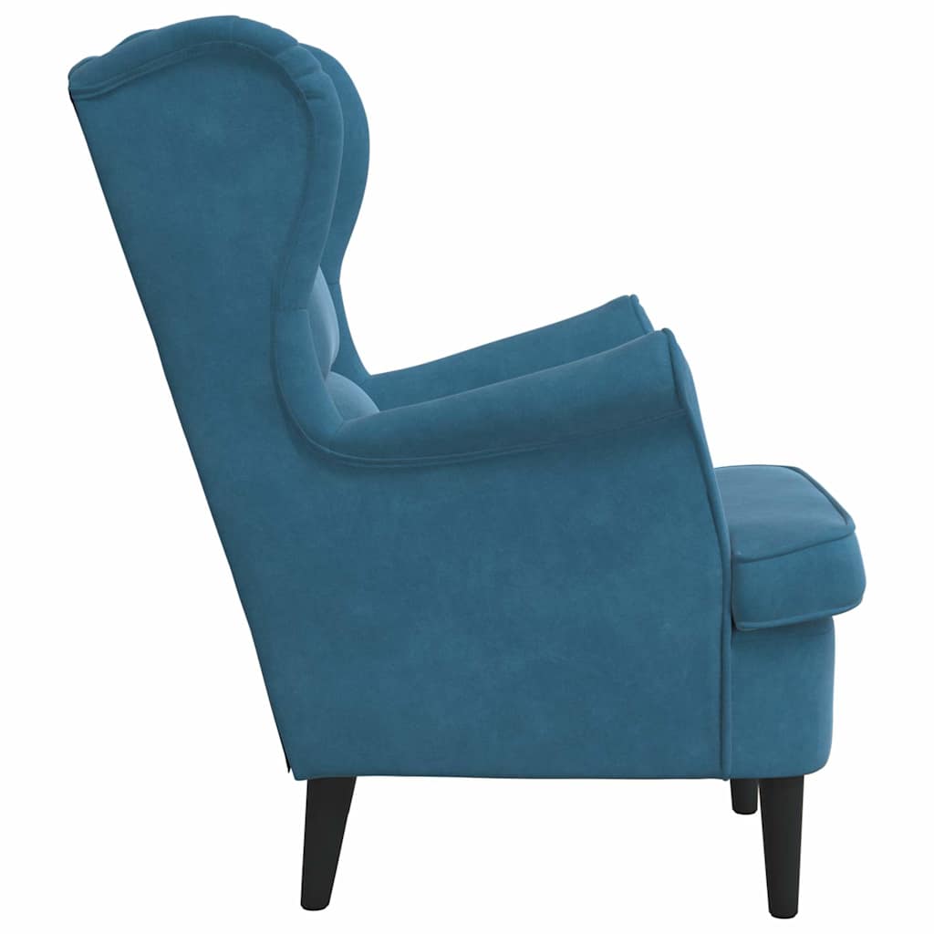 lænestol velour blå