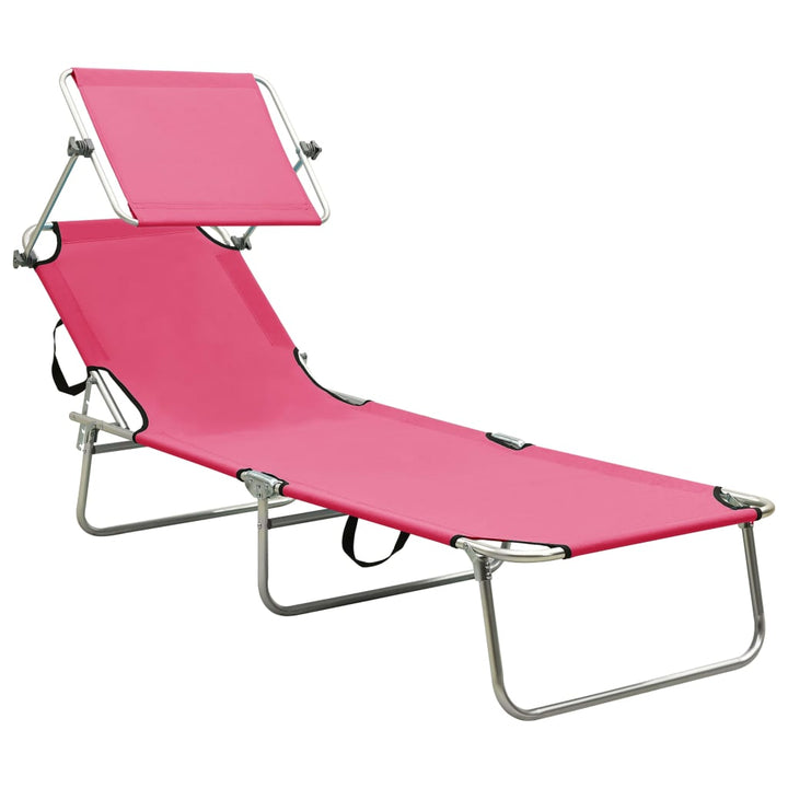 foldbar liggestol med baldakin stål pink