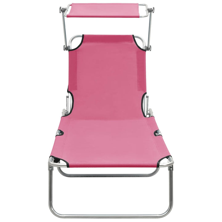 foldbar liggestol med baldakin stål pink