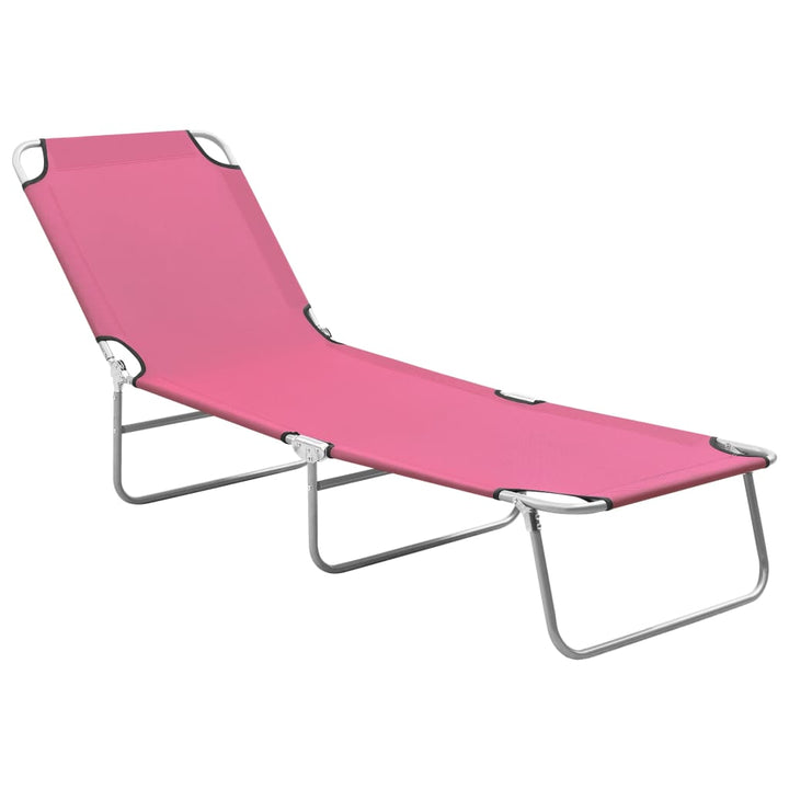 foldbar liggestol stål og stof pink