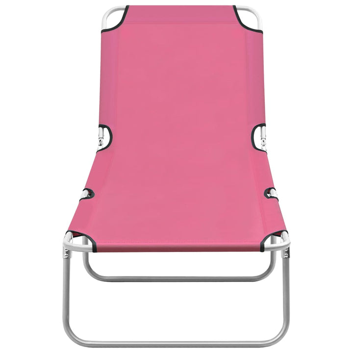 foldbar liggestol stål og stof pink