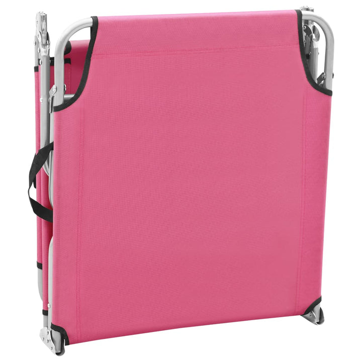 foldbar liggestol stål og stof pink