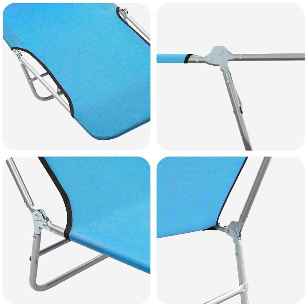 foldbare liggestole 2 stk. stål og stof blå