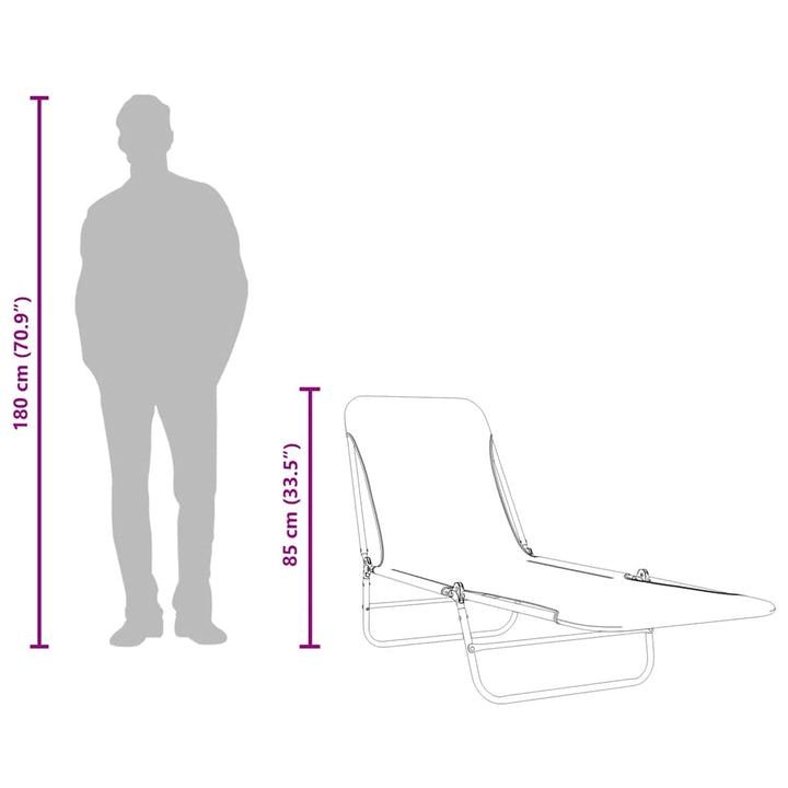 foldbare liggestole 2 stk. stål og stof blå