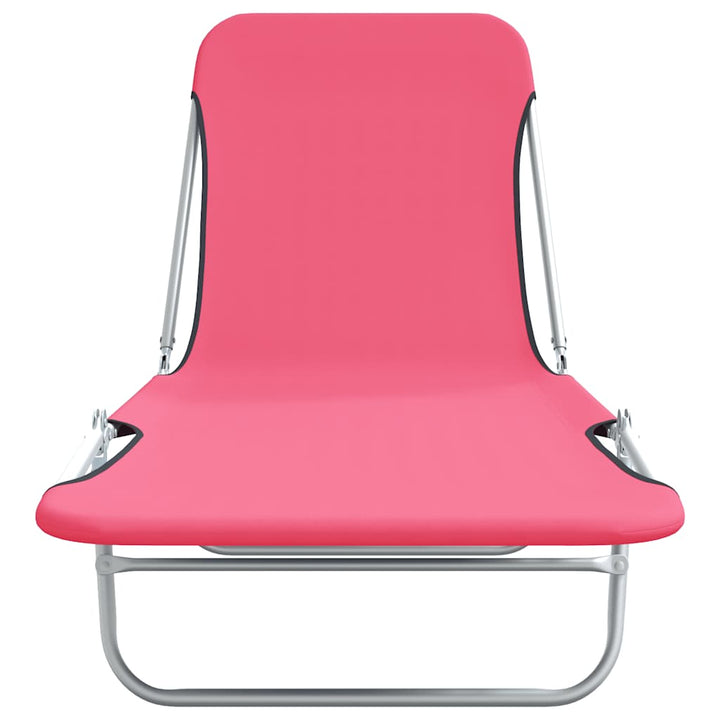foldbare liggestole 2 stk. stål og stof pink