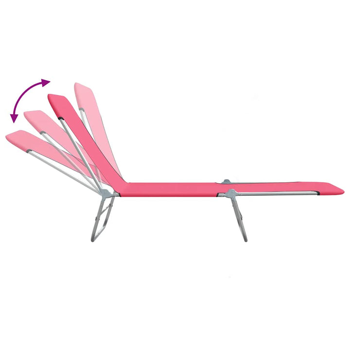 foldbare liggestole 2 stk. stål og stof pink