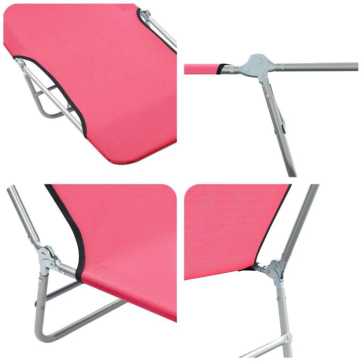 foldbare liggestole 2 stk. stål og stof pink
