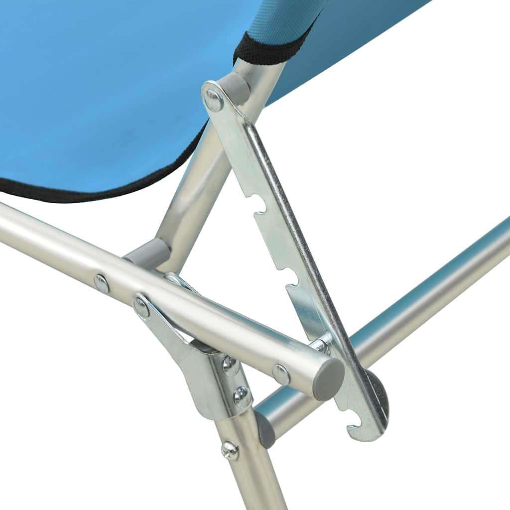 foldbar liggestol med baldakin aluminium blå