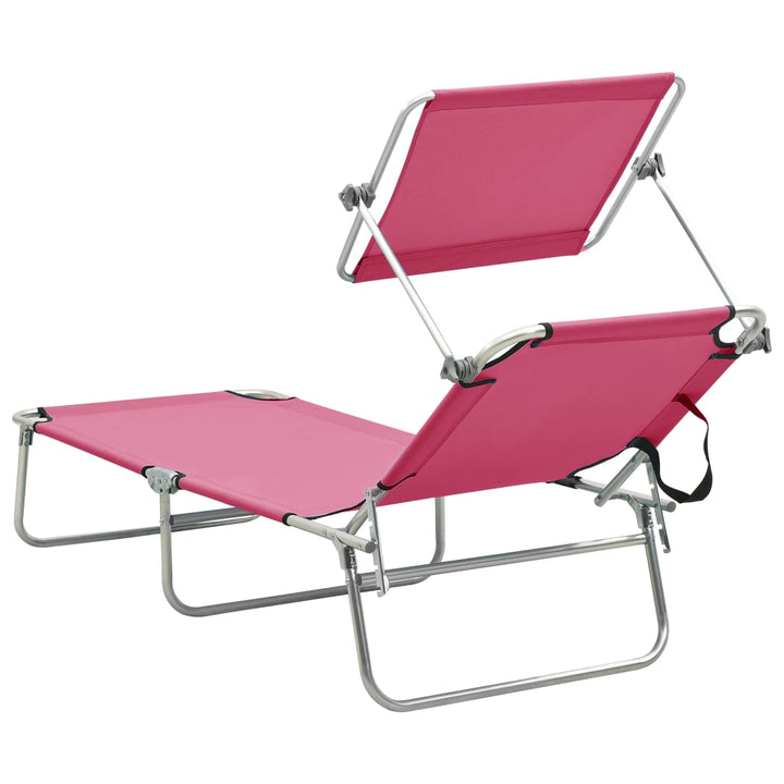 foldbar liggestol med baldakin aluminium pink