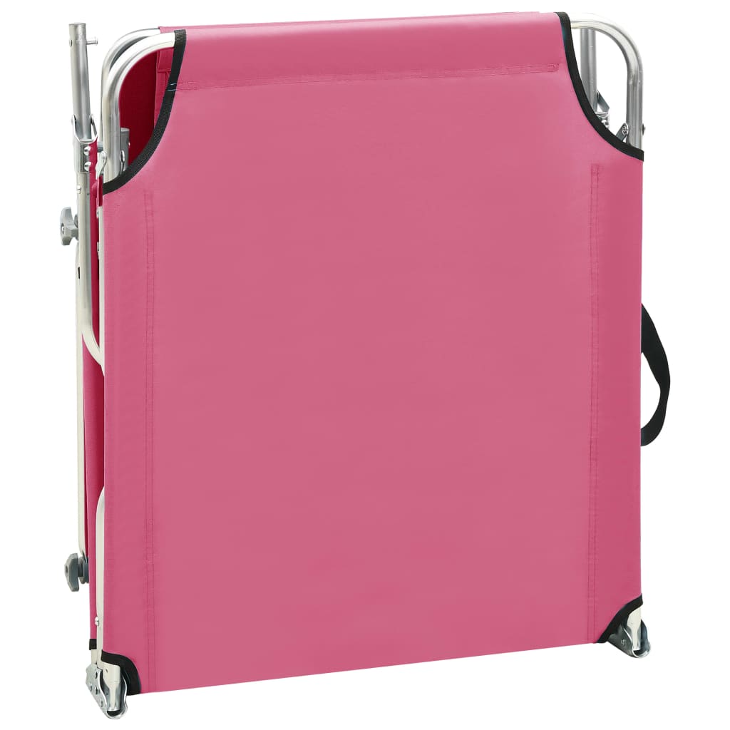 foldbar liggestol med baldakin aluminium pink