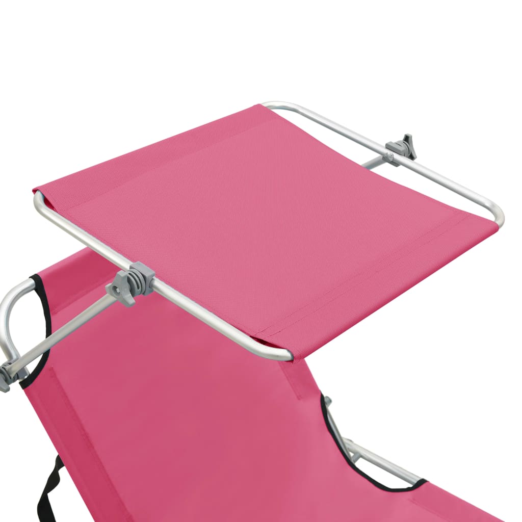 foldbar liggestol med baldakin aluminium pink