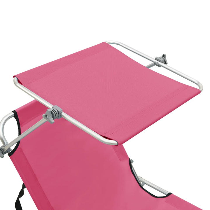 foldbar liggestol med baldakin aluminium pink