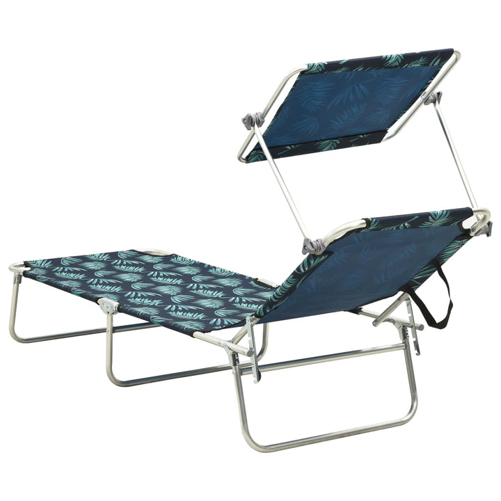 foldbar liggestol med baldakin aluminium bladmønster